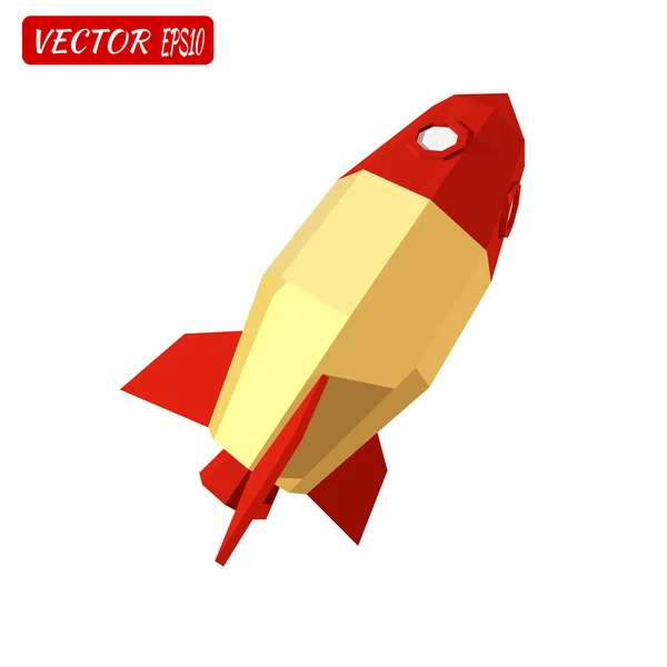 Cohete amarillo aislado sobre fondo blanco. Negocios, startup. F — Archivo Imágenes Vectoriales
