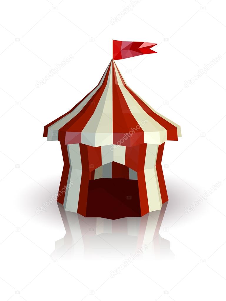 The dome of the circus is isolated. Low poly style. Vector illus