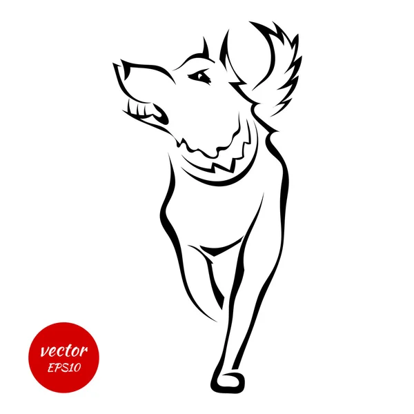 Silueta del lobo malo aislada sobre fondo blanco. Vector — Vector de stock