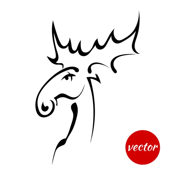 흰색 찾기에 고립 된 큰 뿔 사슴의 머리의 스케치 — 스톡 벡터