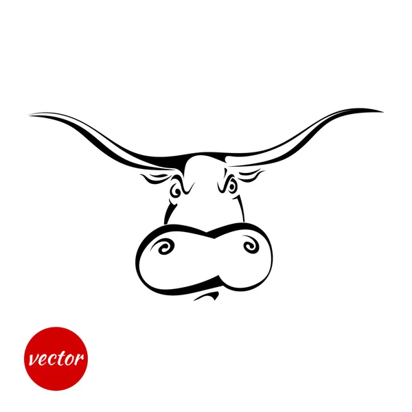 Angry bull's head isolated on white background. Vector illustrat — Stock Vector