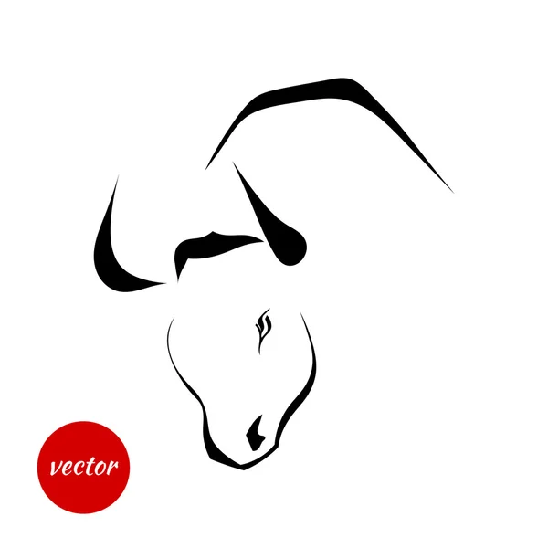 Silhouette of wild bull on a white background. Vector illustration. — Stock Vector