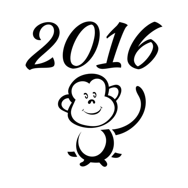 Sketch monkey and 2016  isolated on white background. Design of — Stock Vector