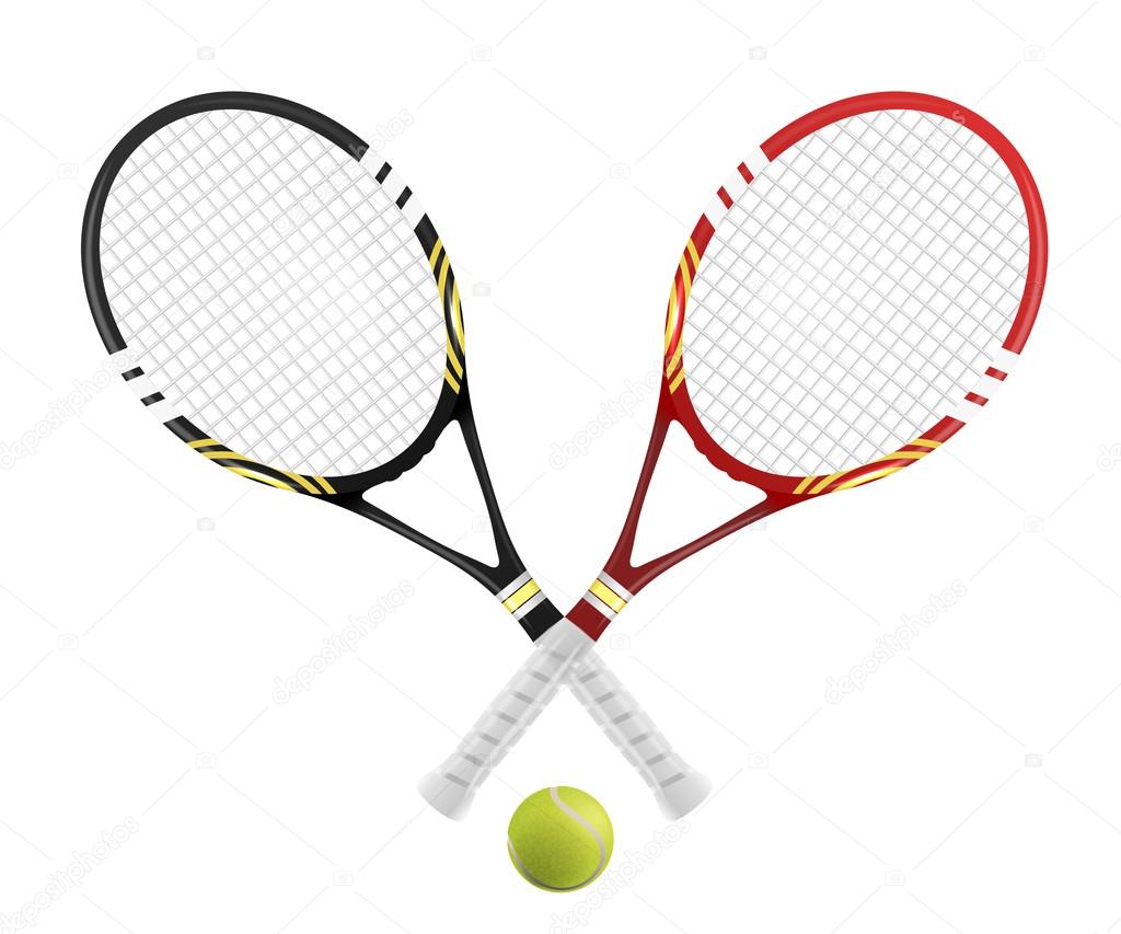 Two tennis racket and ball