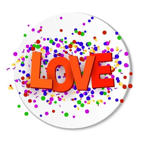 Signo de amor con confeti sobre un fondo blanco. Vector illustr — Vector de stock