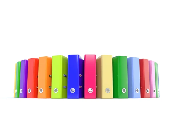 Multi-colored office folders on a white background. 3D illustrat — Stock Photo, Image