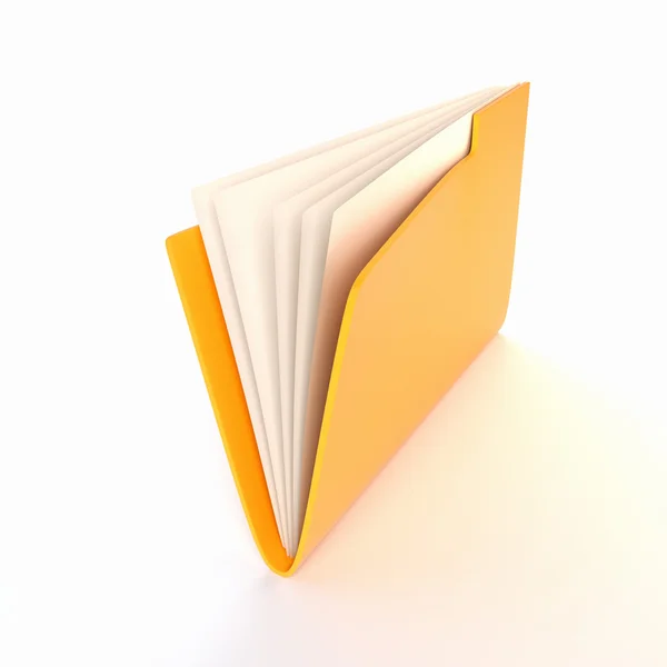 在白色背景上的黄色文件夹。3d 图。渲染 — 图库照片