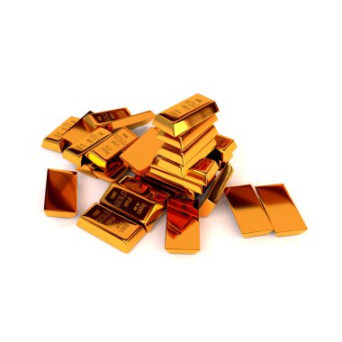 Beyaz zemin üzerine altın külçeleri. İş başarı kavramı