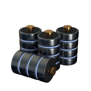 Set icons disk a database of battery concept isolated on white b