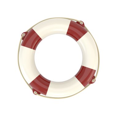 Icon white red lifebuoy isolated on white background. Sos, prote