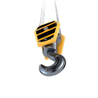 Icon steel hook of a crane isolated on a white background. 3d il