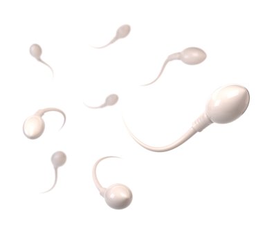 Set sperm is isolated on a white background. 3d illustration.