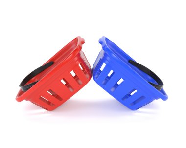 Set plastic basket isolated on white background. 3d illustration