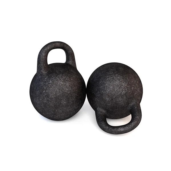 Two retro sports dumbbells on a white background. 3D illustratio — ストック写真