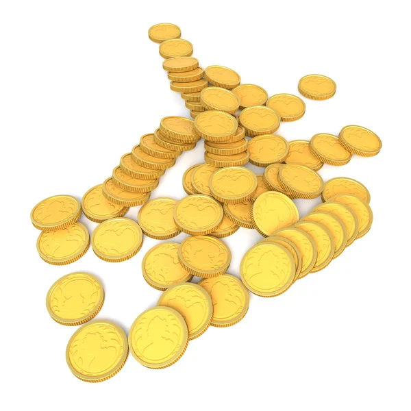 Χρυσά νομίσματα σε λευκό φόντο. 3D απεικόνιση. — Φωτογραφία Αρχείου