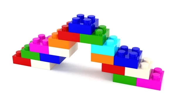 Set di parti in plastica multicolore progettista isolato su una b bianca — Foto Stock