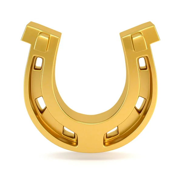 Gold horseshoe isolated on white background. 3d illustration. — Zdjęcie stockowe