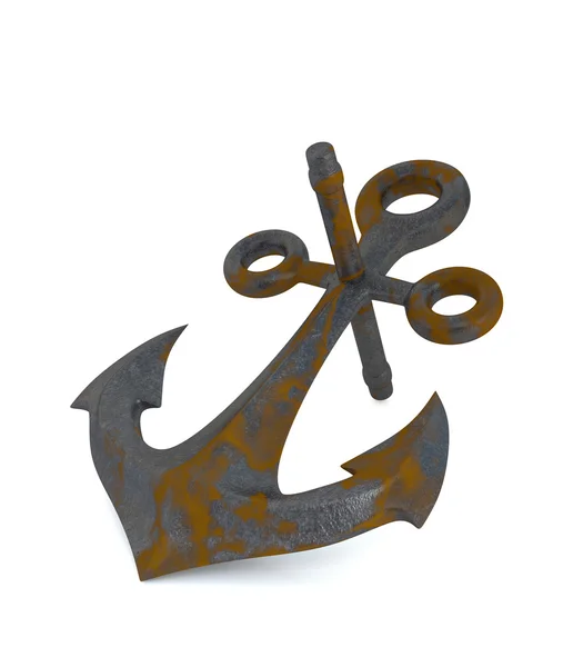 Rusty anchor, isolated on a white background. 3d illustration. — 图库照片