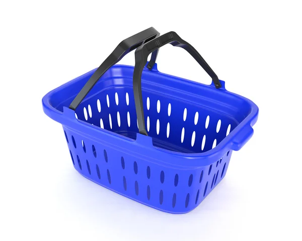 Blue plastic basket isolated on white background. 3d illustratio — Stock Photo, Image