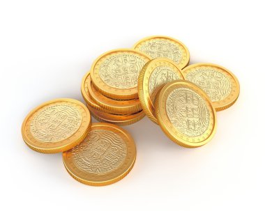 Vintage gold coins, isolated on a white background. 3d illustrat