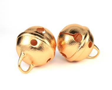 Golden bells, isolated on a white background. Christmas bells. 3