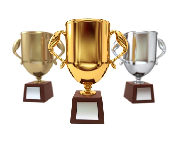 Set of prize cup isolated on a white background. Sports cups: go — Stock Photo, Image