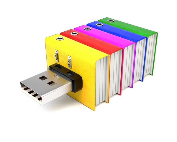 Flash drive com pastas, isolado no fundo branco. O conc. — Fotografia de Stock