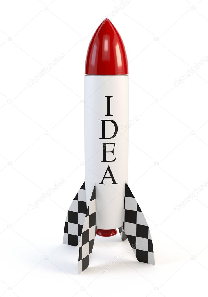 Rocket isolated on white background. The concept of the project,