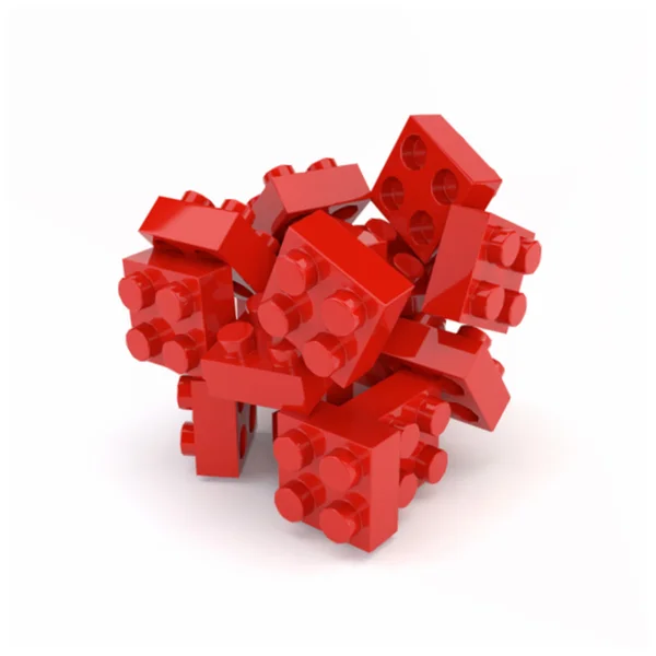 Set di blocchi di plastica rosso costruttore isolato su sfondo bianco. Illustrazione vettoriale . — Vettoriale Stock