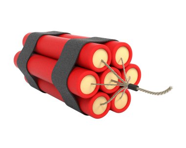 Bundle of dynamite isolated on white background. 3d illustration clipart