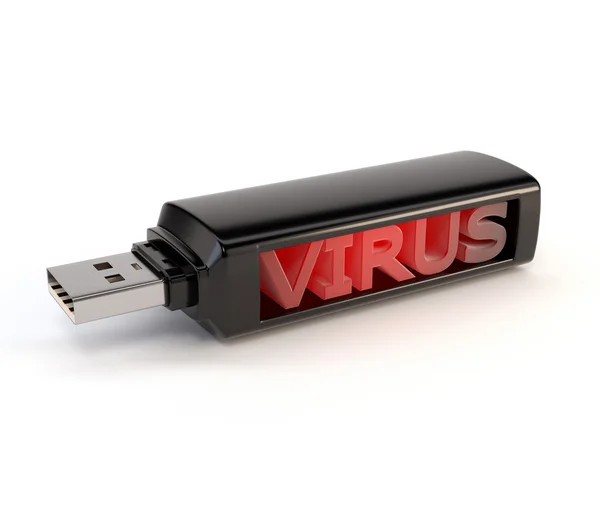 USB flash drive with the malicious file, isolated on a white bac — Stockfoto