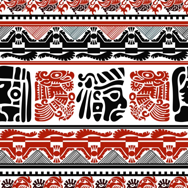 Black and red seamless pattern with Indian motifs. Vector illust — Stock Vector