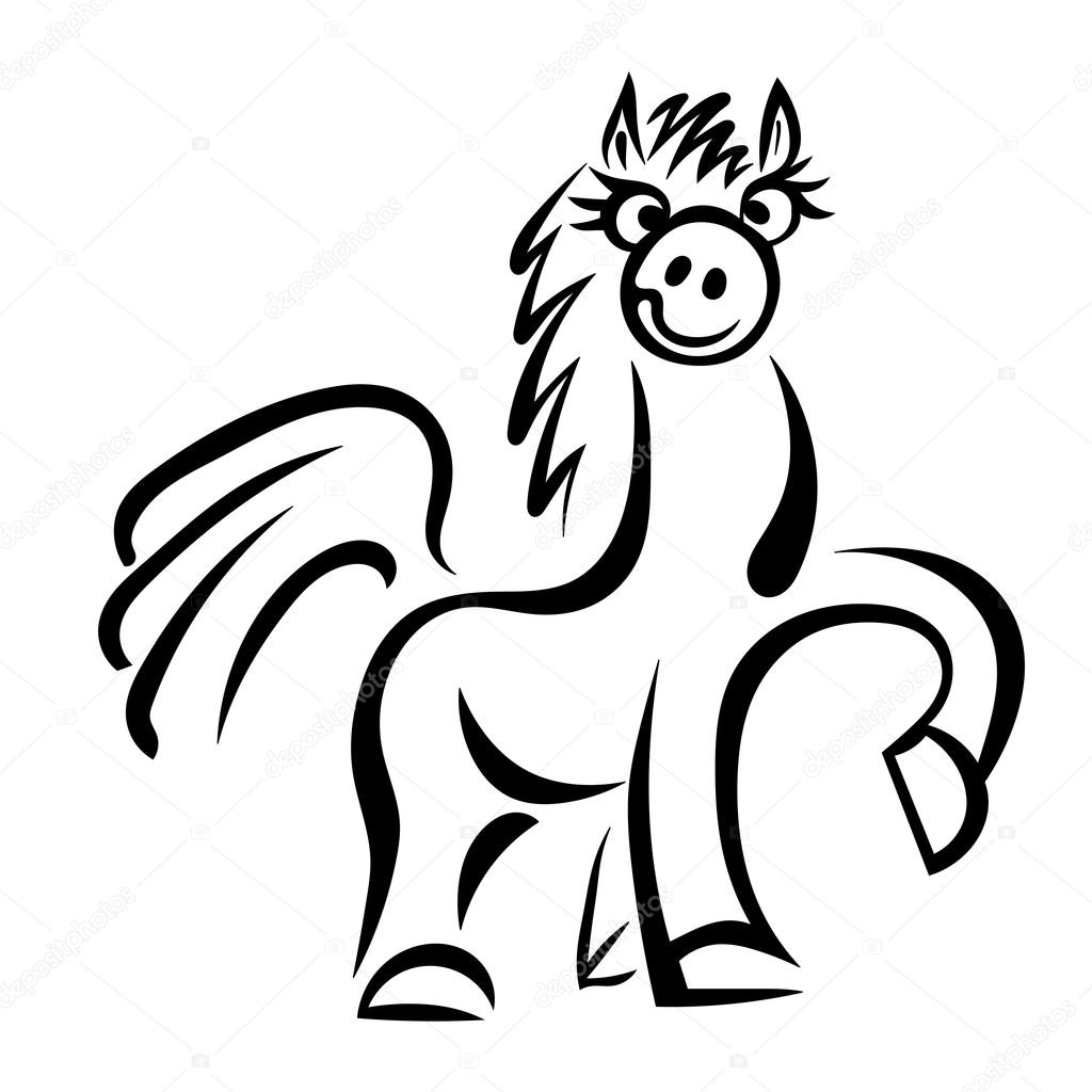 fofa cavalo desenho animado pulando pose 25883738 Vetor no Vecteezy
