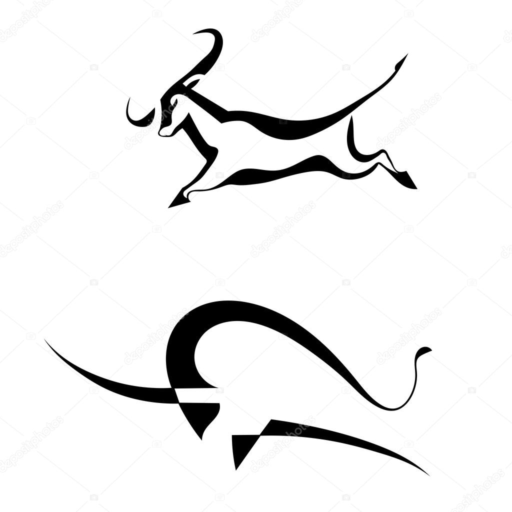 A set of sketches of silhouettes of bulls isolated on a white background. Vector illustration.
