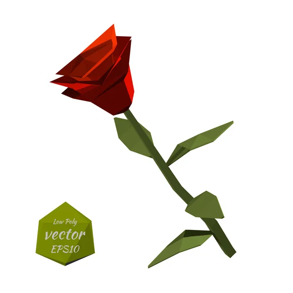 Red Rose in the style of low poly. Vector illustration. — Stock Vector