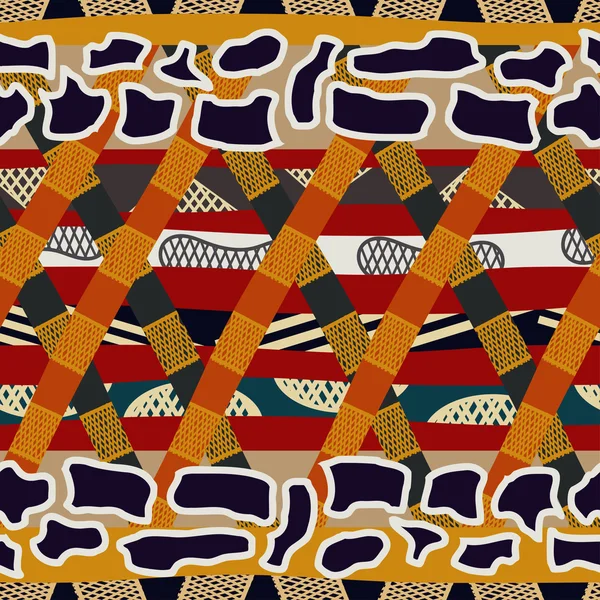 Modèle ethnique africain abstrait avec des éléments transversaux. Vecteur — Image vectorielle