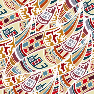 Soyut yaprak ile Seamless tribal modeli. Vektör çizim