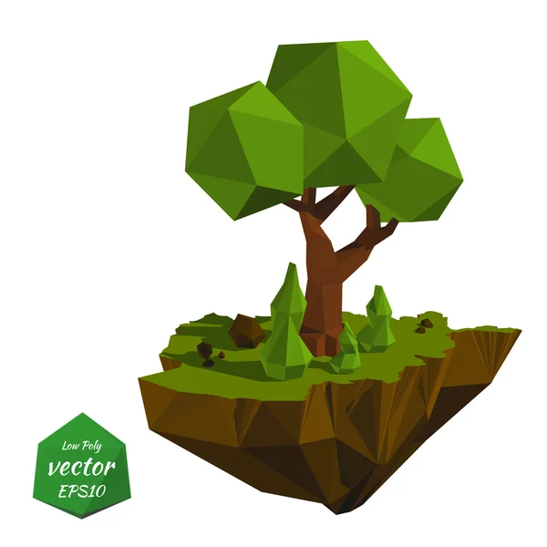 Abstract island with trees in the low poly style. Vector illustr — Stock Vector