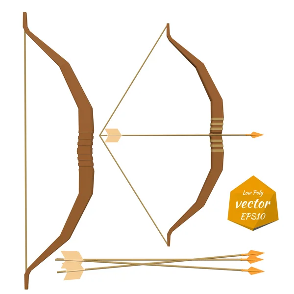 弓と矢。低ポリ スタイル。ベクトル図 — ストックベクタ