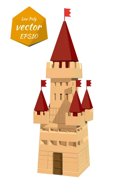 Torre della fortezza. Stile Lowpoli. Illustrazione vettoriale . — Vettoriale Stock