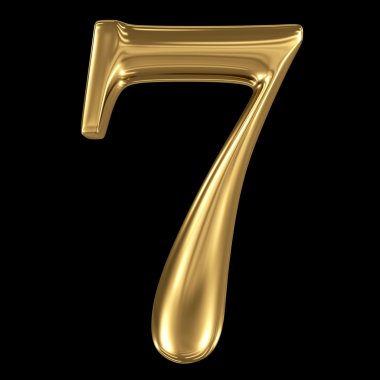 Golden shining metallic 3D symbol number seven clipart