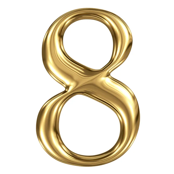 Golden shining metallic 3D symbol figure 8 — Stock Photo, Image