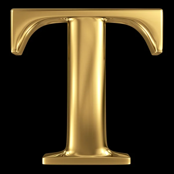 Símbolo 3D dourado letra maiúscula T — Fotografia de Stock