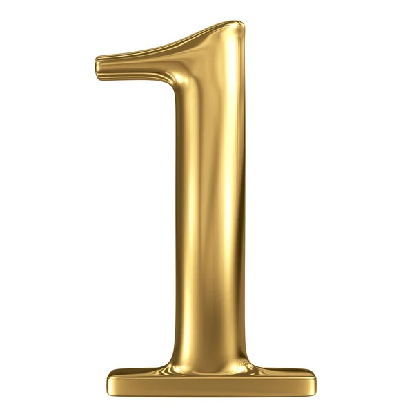 Золотой сияющий металлический 3D символ цифра 1 — стоковое фото