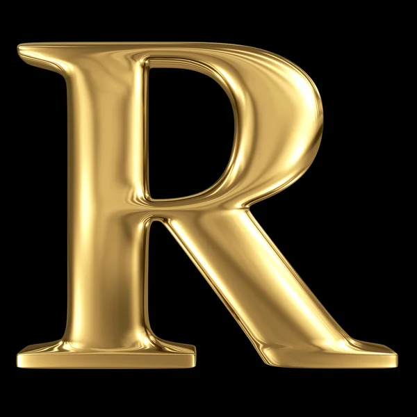 Símbolo 3D dourado letra maiúscula R — Fotografia de Stock