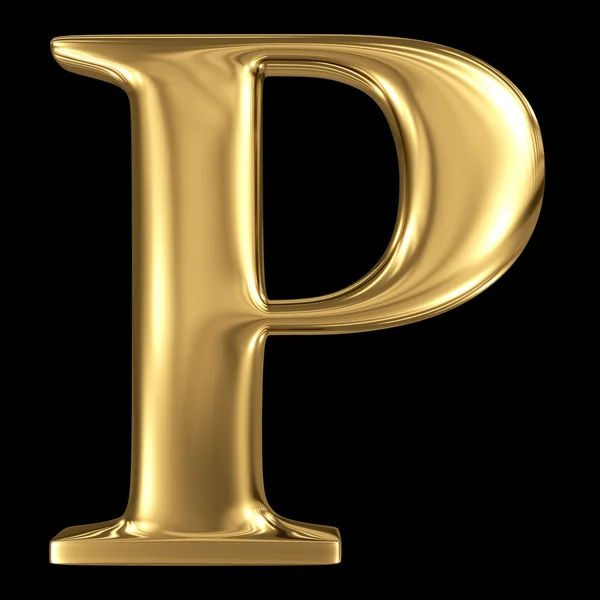 Gouden 3d symbool hoofdletter p — Stockfoto