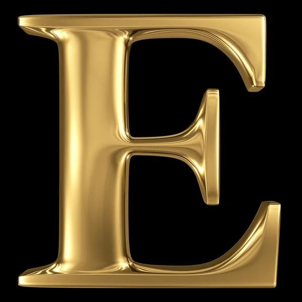 Altın 3d büyük harf e sembol — Stok fotoğraf