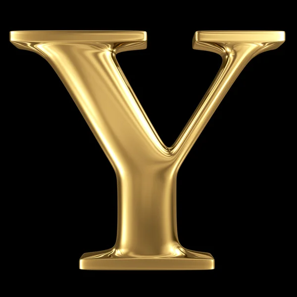 Símbolo 3D dourado letra maiúscula Y — Fotografia de Stock