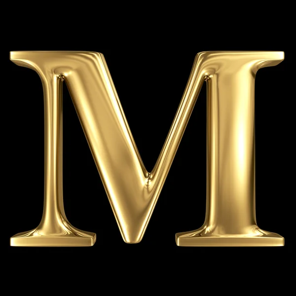 Zlatý 3d symbol písmeno m — Stock fotografie