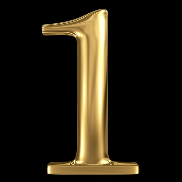 Golden shining metallic 3D symbol number one — Stock Photo, Image